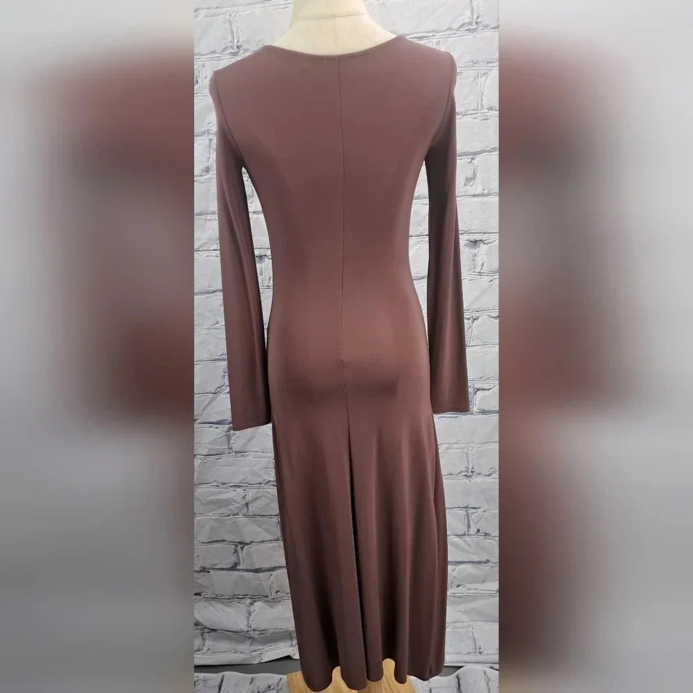 Wilfred Aveyron Dress in Red Midi V-Neck Long Sleeves Ruched Cocktail Size XXS - Picture 10 of 15